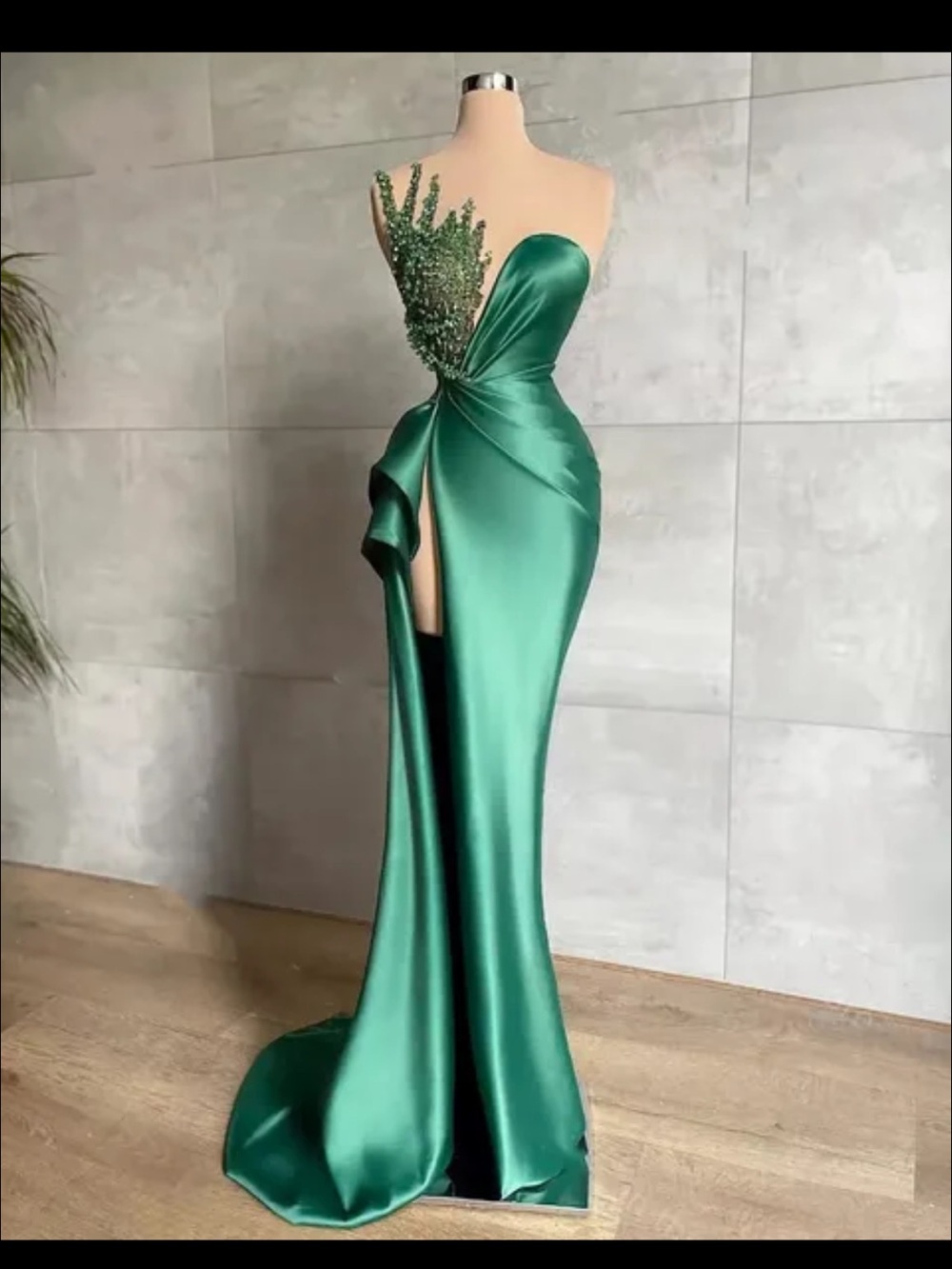 NWOT Pink Satin Mermaid Evening Gown, 4
